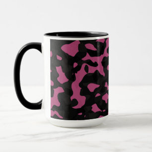 Caneca Camuflagem abstrata rosa e preta texturizada