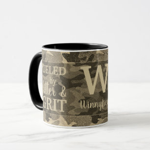 Caneca Camuflagem Brilhante Monograma Metálico Falso Dour
