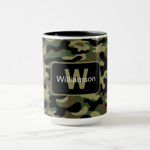 Caneca Camuflagem Caqui da Floresta Com Personalização