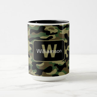 Caneca Camuflagem Caqui da Floresta Com Personalização