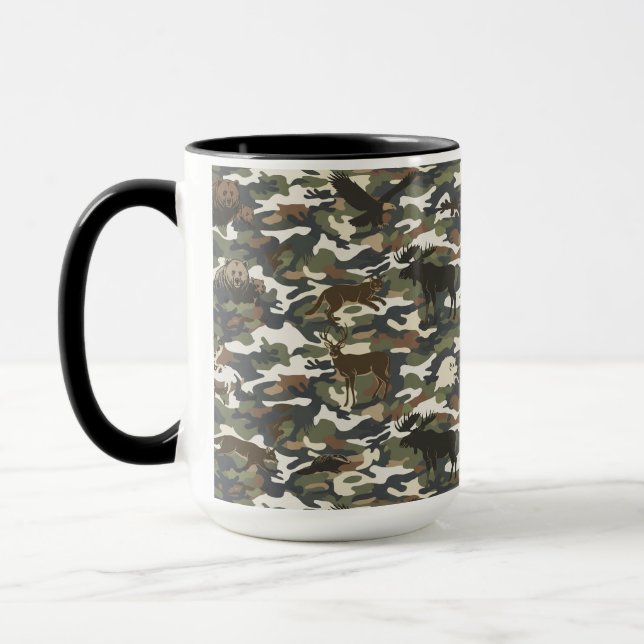 Caneca Camuflagem Estilo Aquarela com Animais (Esquerda)