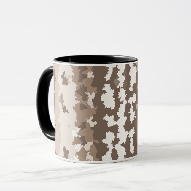 Caneca Camuflagem Terra Neutra Design Abstrato Irregular (Frente Esquerda)