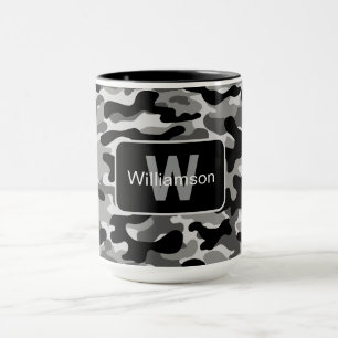 Caneca Camuflagem Urbana Preta e Branca com Personalizaçã