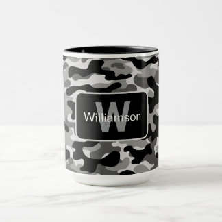 Caneca Camuflagem Urbana Preta e Branca com Personalizaçã