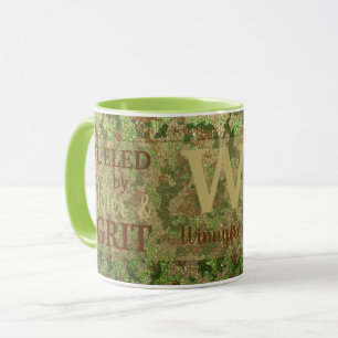 Caneca Camuflagem Verde Marrom Terra Brilho Nome