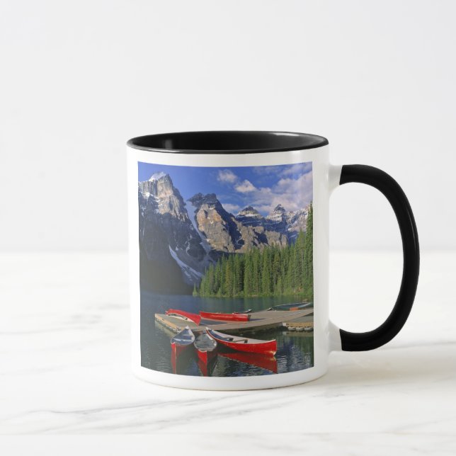 Caneca Canadá, Alberta, Lago Moraine. Canoas vermelhas ag (Direita)