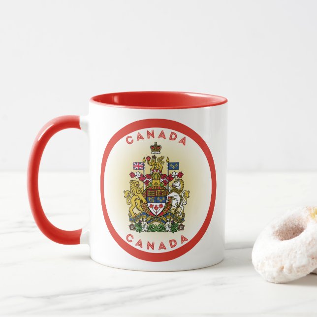 Caneca Canadá Casaco de Forma do Círculo de Armas (Com Donut)