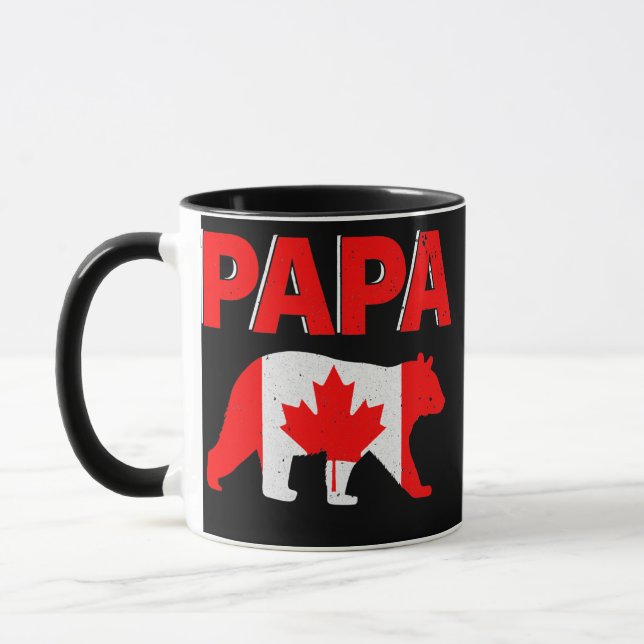 Caneca Canada Flag Papa Bear Engraçado Pai canadense Padr (Esquerda)