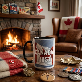 Caneca Canadá primeiro. Mensagem do Partido Conservador C
