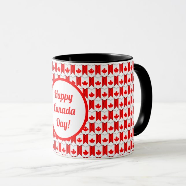 Caneca Canadian Flag Heart Maple Leaf Patterno Canadá (Frente Esquerda)