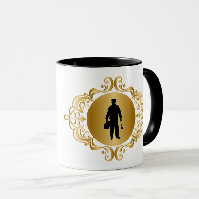 Caneca Canalizador Elegante Nome Preto Silhouette Mug (Frente Esquerda)