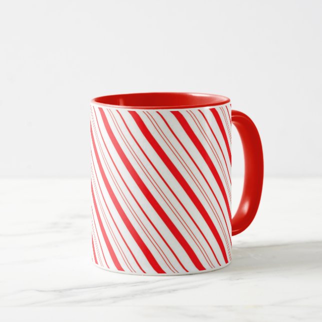 Caneca Canas de canas de canas de Natal Striped (Frente Esquerda)