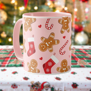 Caneca Canas de Gingermore e Meias de Natal Rosa