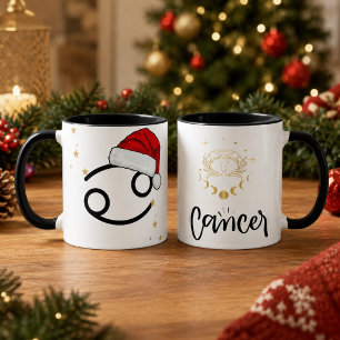 Caneca Câncer de Natal Zodiac Chapéu de Papai Noel