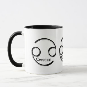 Caneca CANCER, desenho abstrato do símbolo zodíaco,