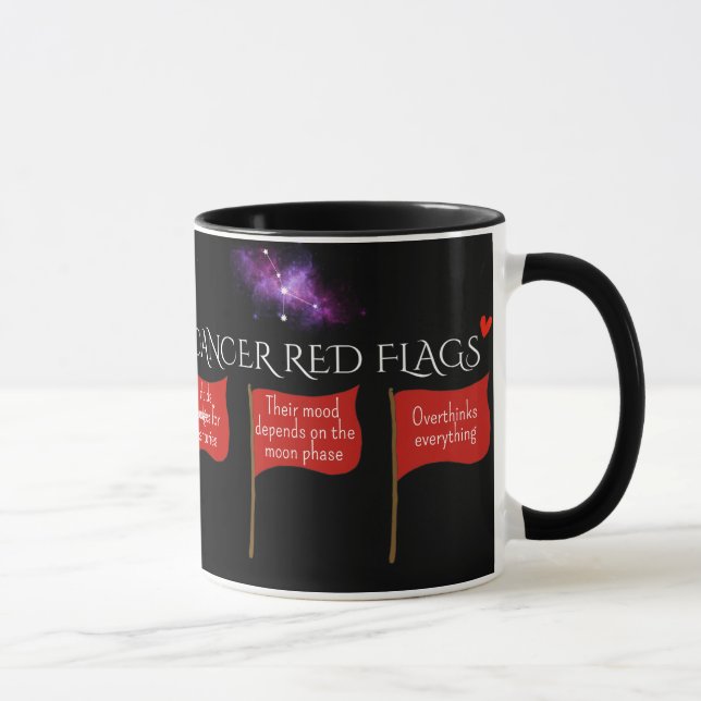 Caneca Cancer Red Flagy Astrology Mug | Zodiac Gift Engra (Direita)