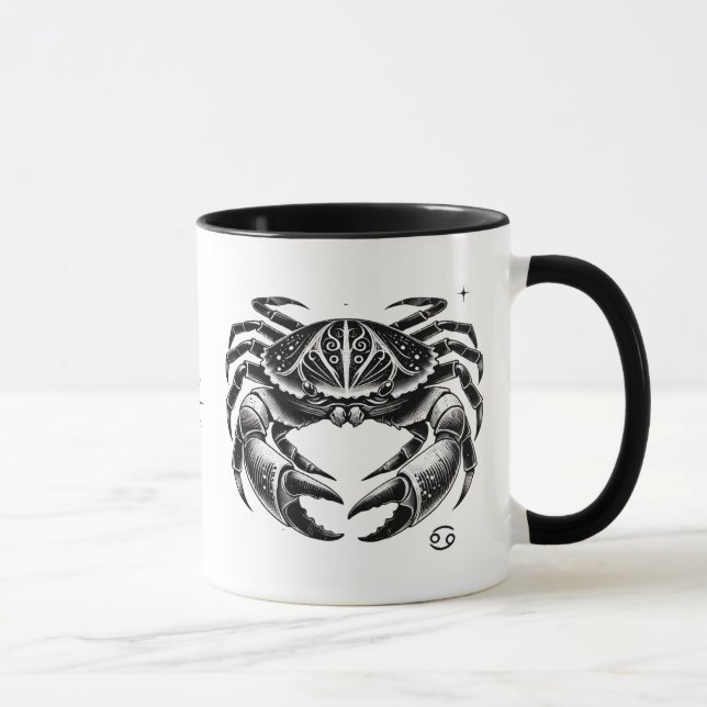 Caneca Cancer Zodiac Astrology Gift Crab Design (Direita)