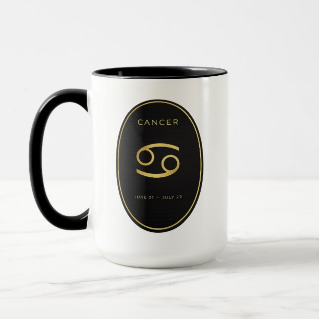 Caneca Cancer Zodiac Gold Oval Emblem Mug | Luxury Astrol (Esquerda)