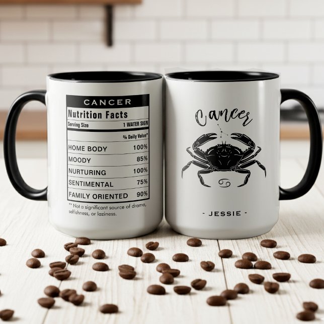 Caneca Cancer Zodiac Sign Astrology Nutrition Facts (Cancer Zodiac Sign Astrology Nutrition Facts Mug
)