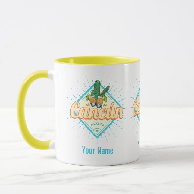 Caneca Cancun México Dançando Cactus Vintage Tequila (Esquerda)