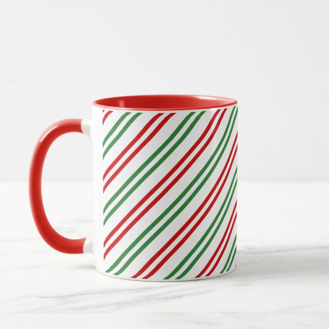 Caneca Candy Cane Christmas Strips Red Green (Esquerda)