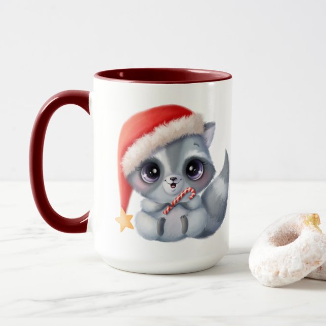 Caneca Candy Cane Cutie Raccoon Coffee Mug (Com Donut)