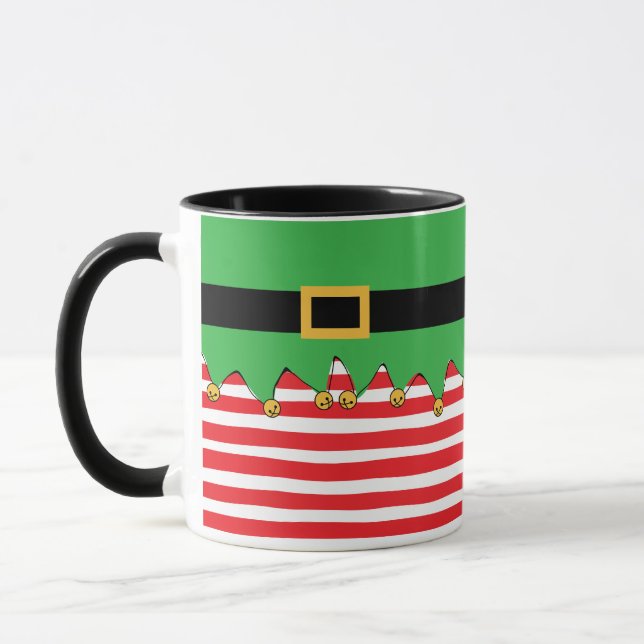 Caneca Candy Striped Elf Jingle! Feriado divertido bonito (Esquerda)