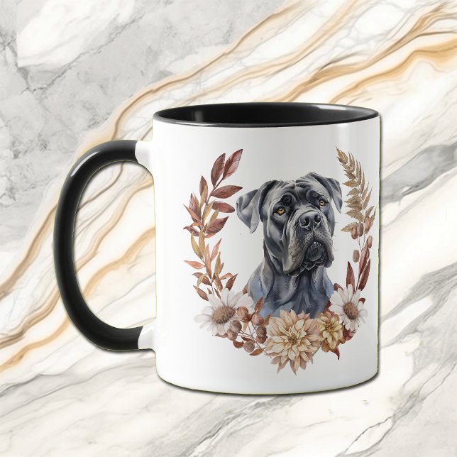 Caneca Cane Corso Dog Autumn Wreath (Criador carregado)