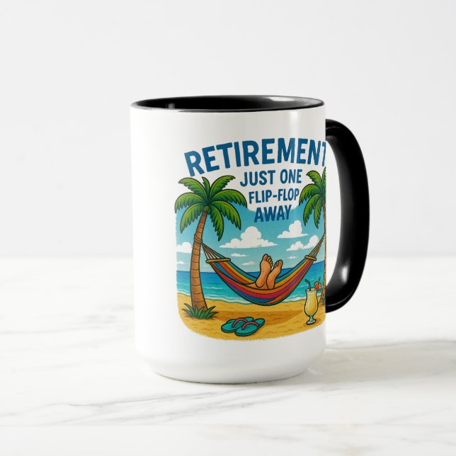 Caneca ☕ Caneca: "Aposentadoria: A Um Passo de Chinelo" (Frente Esquerda)