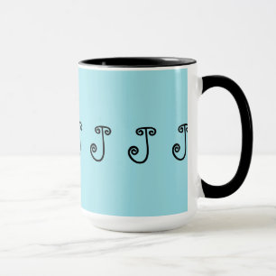 Caneca Caneca, café, chá, turquesa, preto, "J inicial "