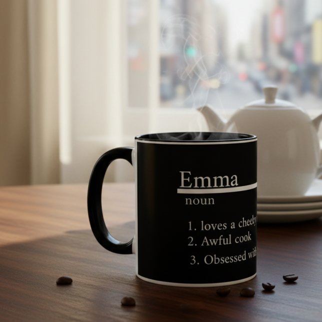Caneca “Caneca de Café em Seda Cinza com Nome Personaliza (Criador carregado)