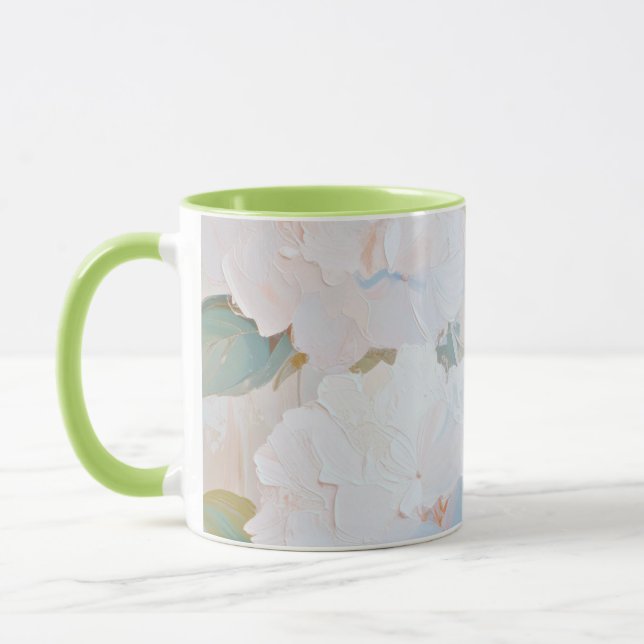 Caneca Caneca, imagem de aquarela abstrata de hortênsias (Esquerda)