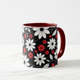 Caneca caneca-padrão floral achromática
