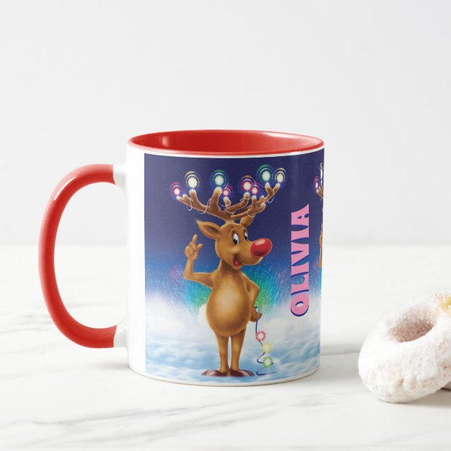 Caneca Caneca, Rudolph e luzes feitos sob encomenda do (Com Donut)