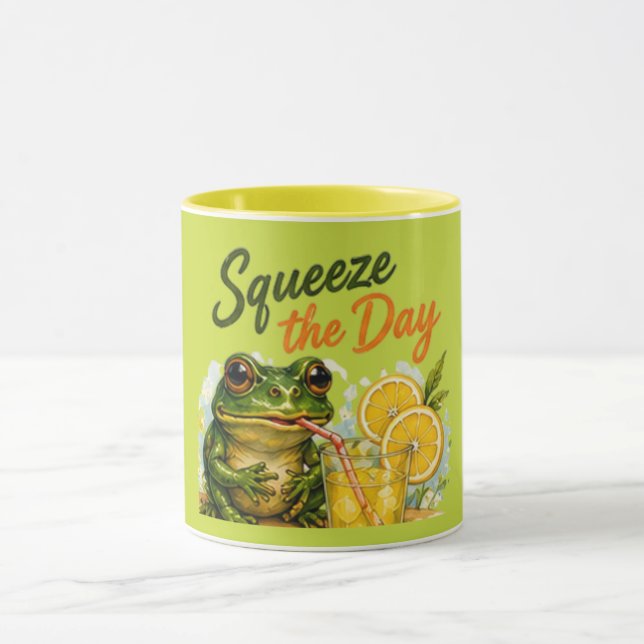 Caneca 	Caneca Squeeze the Day com acabamento amarelo (Centro)