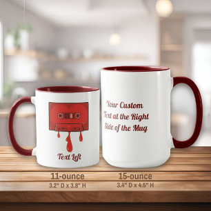 Caneca Caneta de café de cassete de coração vermelho