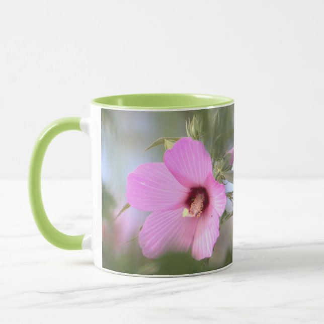 Caneca Caneta de Fotografias de Flor Rosa (Esquerda)