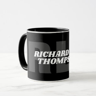 Caneca Caneta de monograma preto e branco ( nome + inicia
