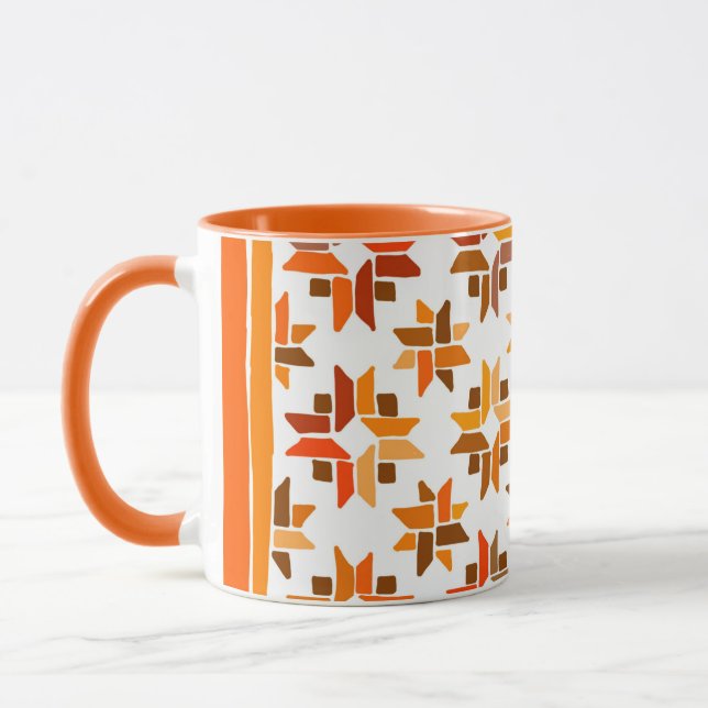 Caneca Caneta de padrão laranja (Esquerda)