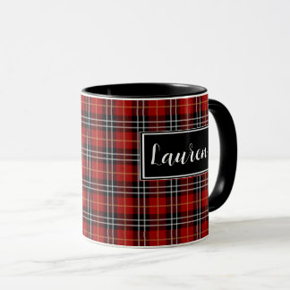 Caneca Caneta de pijamas de Xadrez vermelha