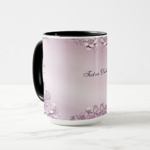 Caneca Caneta Floral Rosa