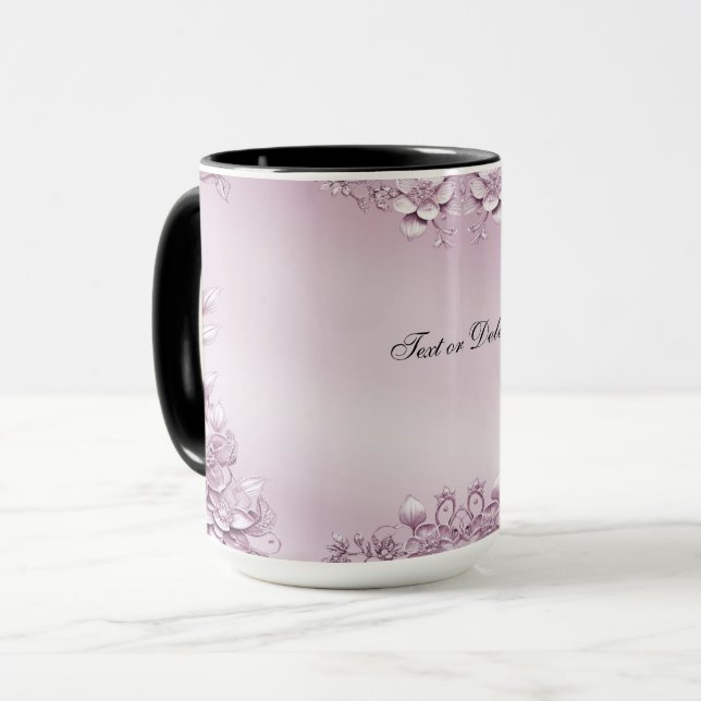Caneca Caneta Floral Rosa (Frente Esquerda)
