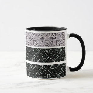 Caneca Caneta preta e retro de cinza