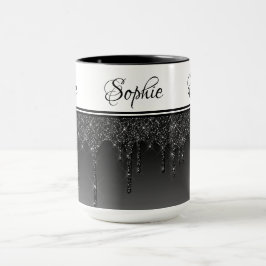 Caneca Caneta Preta Glitter