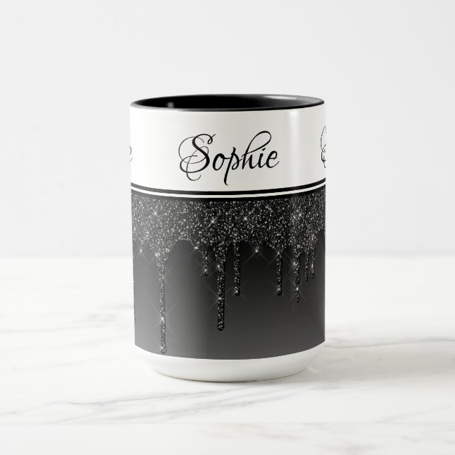 Caneca Caneta Preta Glitter (Centro)