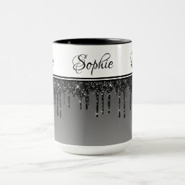 Caneca Caneta Preta Glitter
