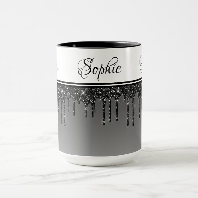 Caneca Caneta Preta Glitter (Centro)