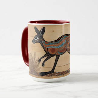 Caneca Canguru australiano com tema aborígene
