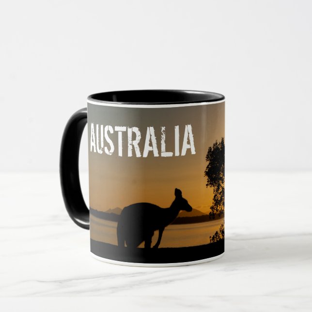Caneca Canguru negro ao pôr do sol na Austrália (Frente Esquerda)