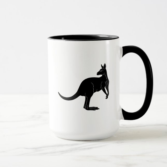 Caneca Canguru no minimalismo a preto (Direita)